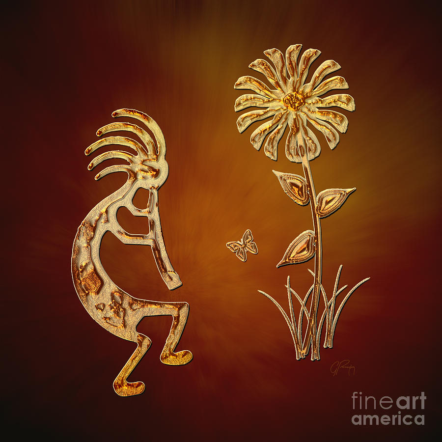 Kokopelli - Flower Serenade Digital Art by Gabriele Pomykaj