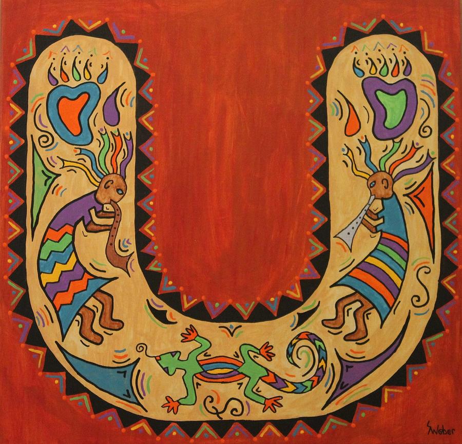 Kokopelli Horseshoe Painting by Susie WEBER