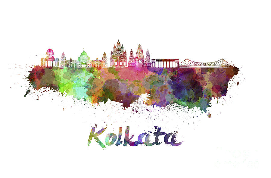 Kolkata Skyline In Watercolor Painting By Pablo Romero Fine Art America