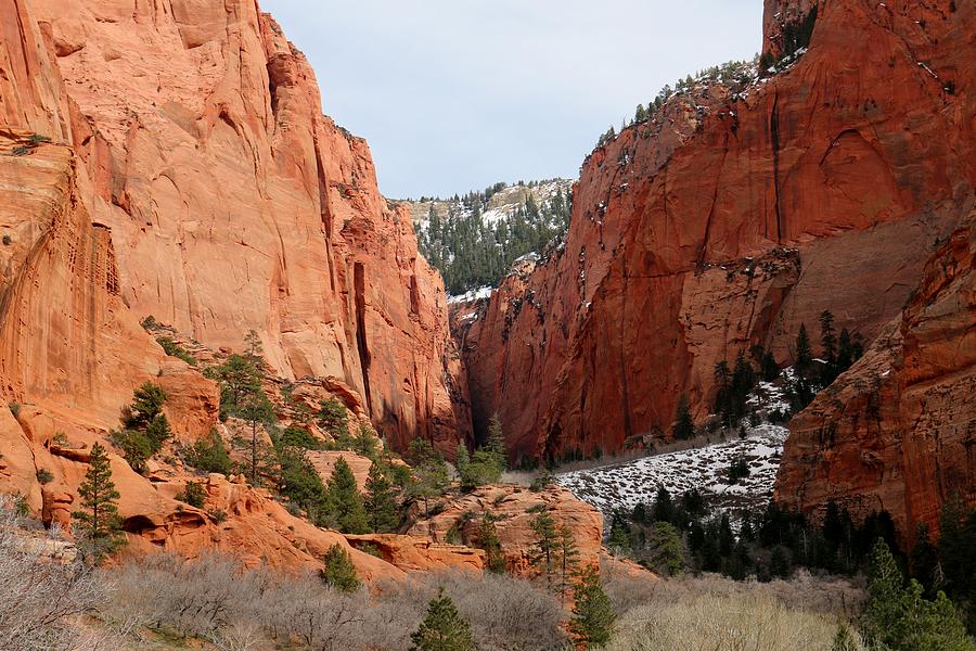 Kolob Canyon Dusted with Snow  Photograph by Christy Pooschke