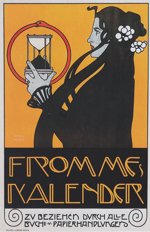 Koloman Moser Plakat  fur Frommes Kalender 1899 Painting by Vincent Monozlay