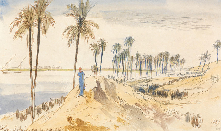 Kom el Amhr, 1 pm, 4 January 1867 Drawing by Edward Lear