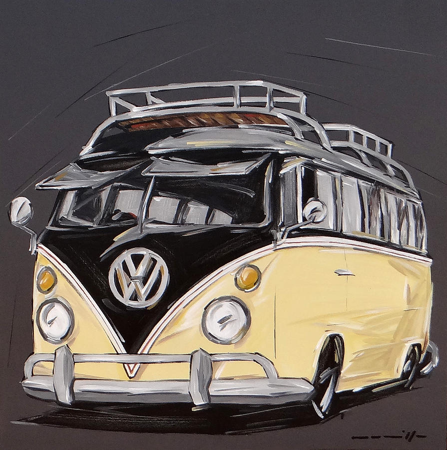 Kombi Surf Vintage Painting by Roberto Muccillo - Fine Art America