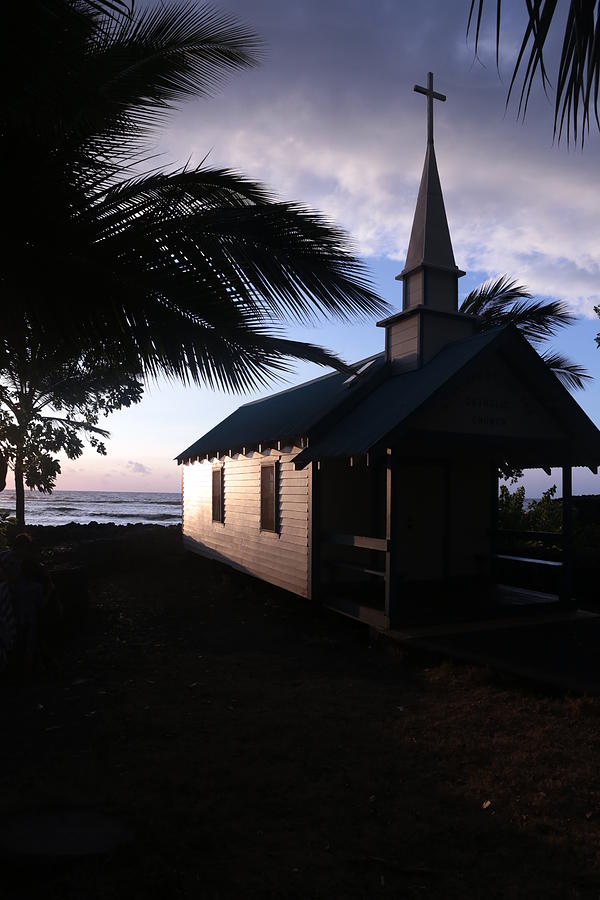Sunset Photograph - Kona Church at Sunset by Nelda Mays