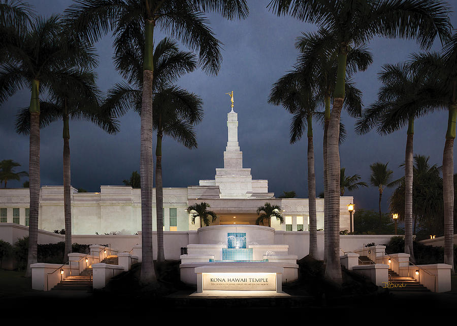 Kona Hawaii Temple-Night Photograph by Denise Bird