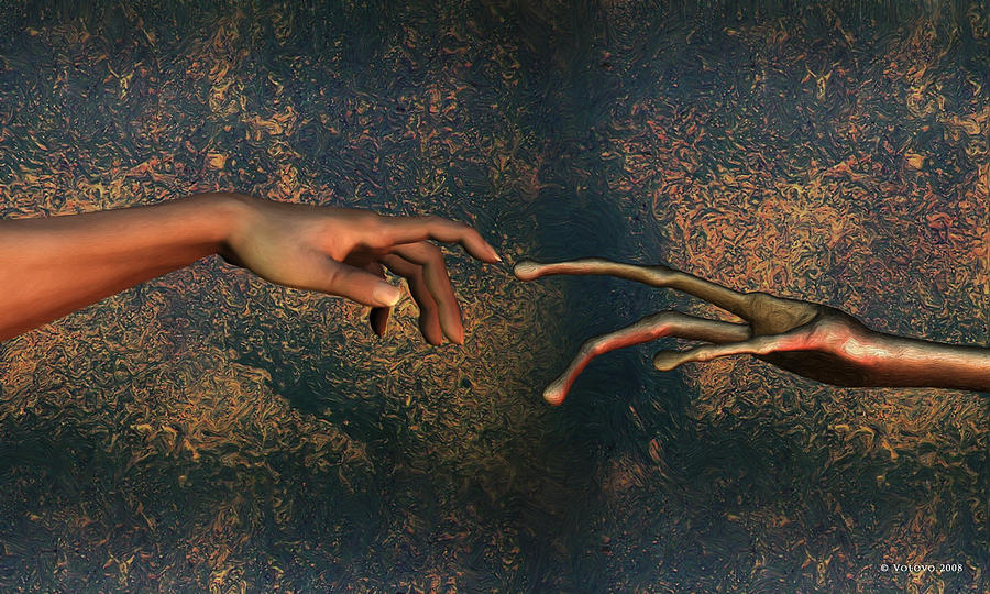 Michelangelo Digital Art - Kontakt by  Nandor Volovo