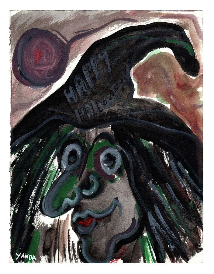 Kookie Halloween Witch Painting by Katt Yanda