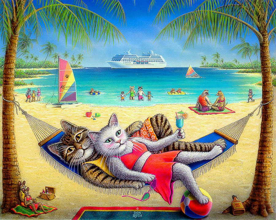 Cat Painting - Kool-Kat Kruise by Don Roth