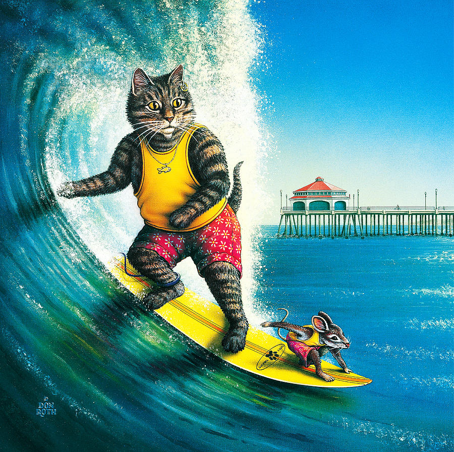 Beach Painting - Kool-Kat Surfer by Don Roth