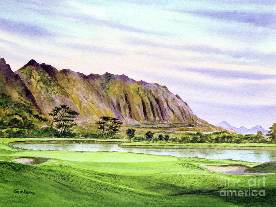 Koolau Golf Course Hawaii 16Th Hole Painting by Bill Holkham