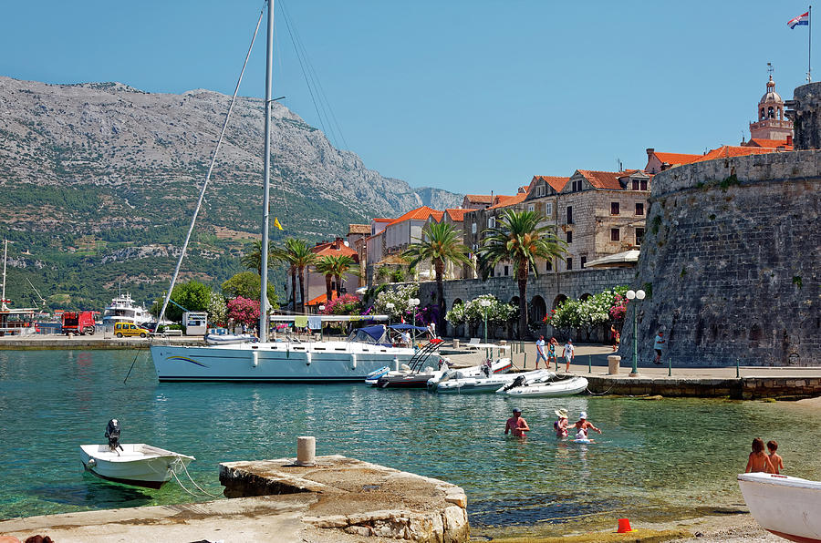 Korcula Harbor Scene Photograph by Sally Weigand