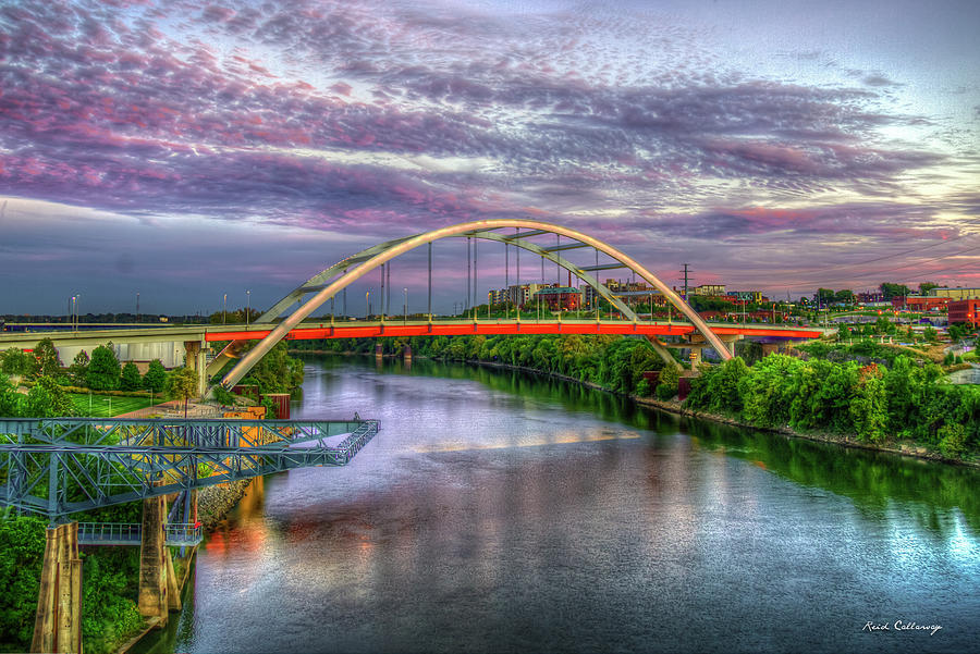 Nashville TN Korean War Veterans Memorial Bridge Sunset Architectural Art Photograph by Reid Callaway