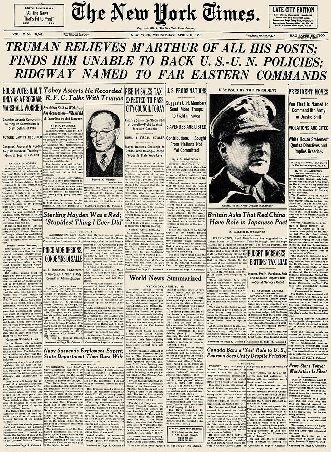 Korean War: Headline, 1951 Photograph by Granger
