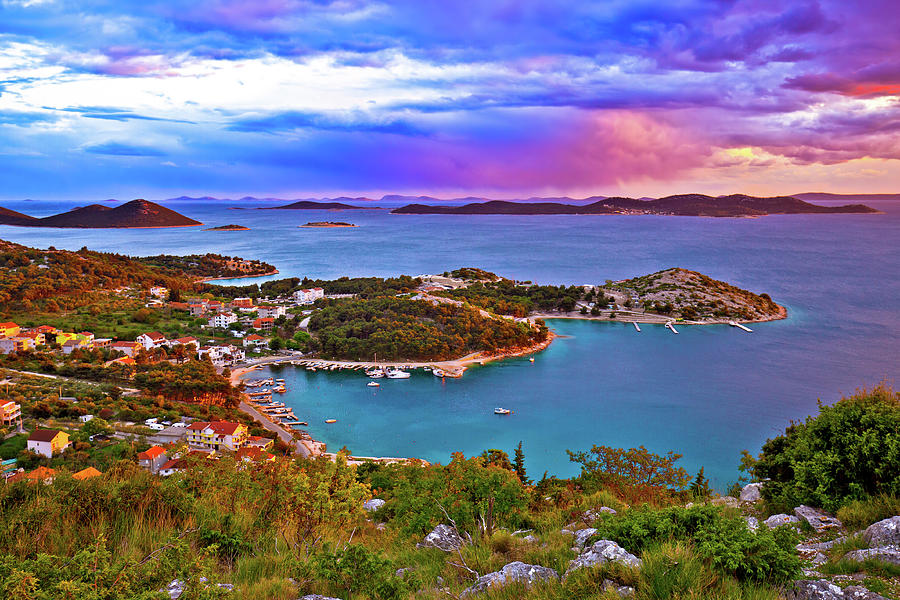 Kornati islands national park archipelago at dramatic sundown vi