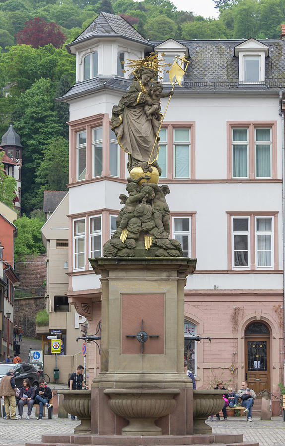 Kornmarkdt Madonna Fountain Heidelberg Photograph by Teresa Mucha