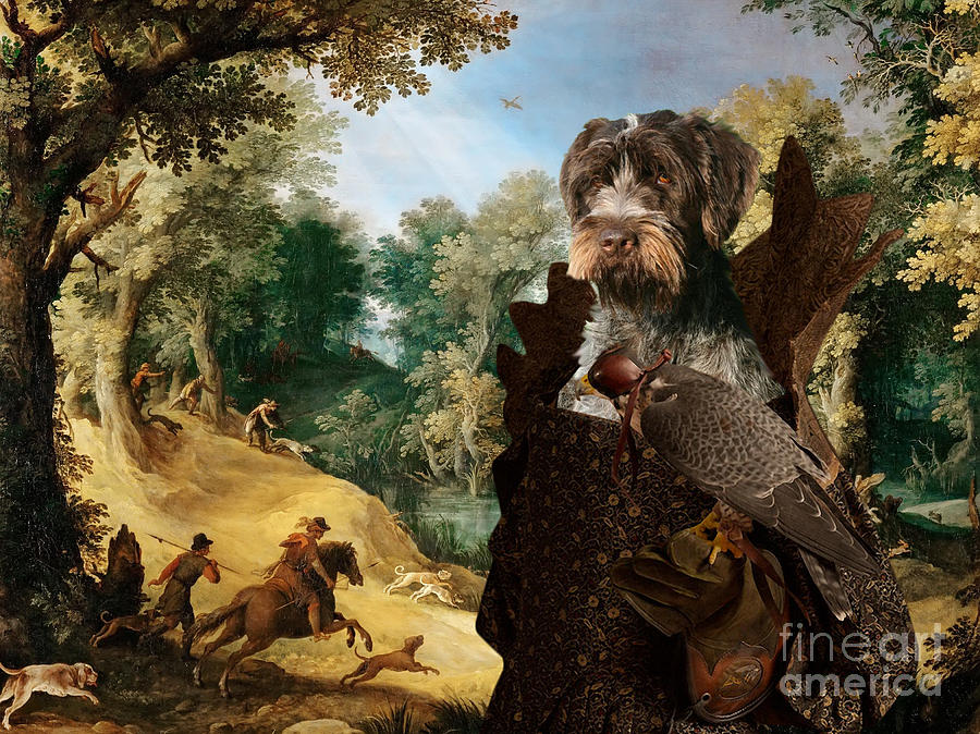 https://images.fineartamerica.com/images/artworkimages/mediumlarge/1/korthals-pointing-griffon-art-canvas-print-the-hunters-and-lady-falconer-sandra-sij.jpg