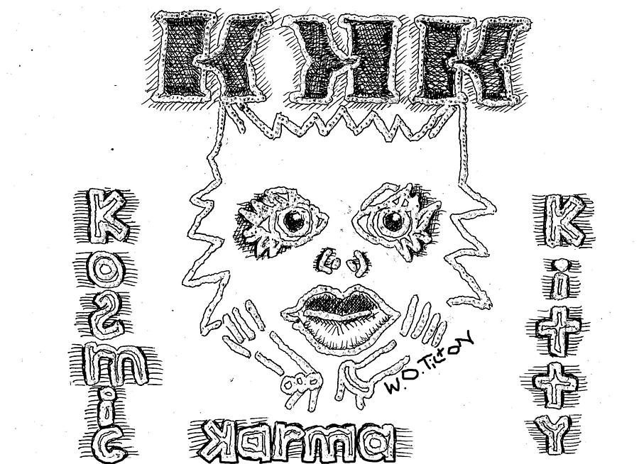 Kosmic Kitty Karma Drawing by William Tilton