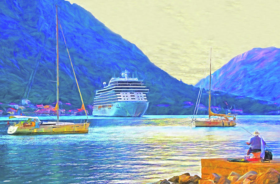 Kotor Harbor Digital Art by Dennis Cox