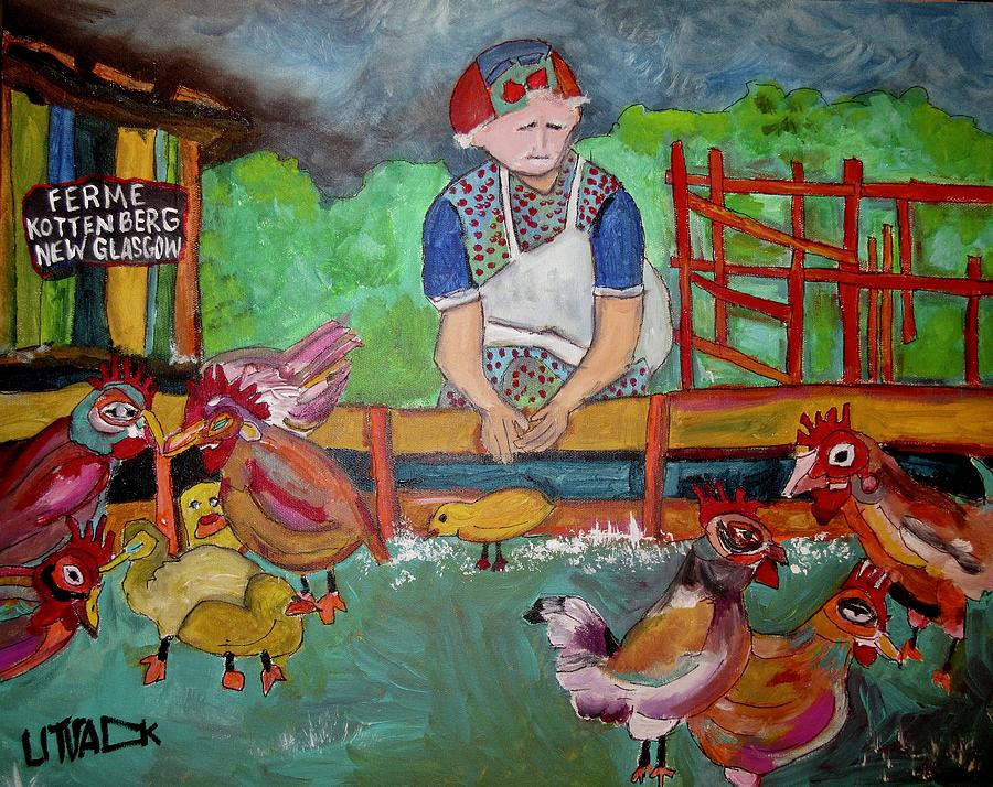 Kottenberg Farm Feeding the Chickens New Glasgow Painting by Michael Litvack