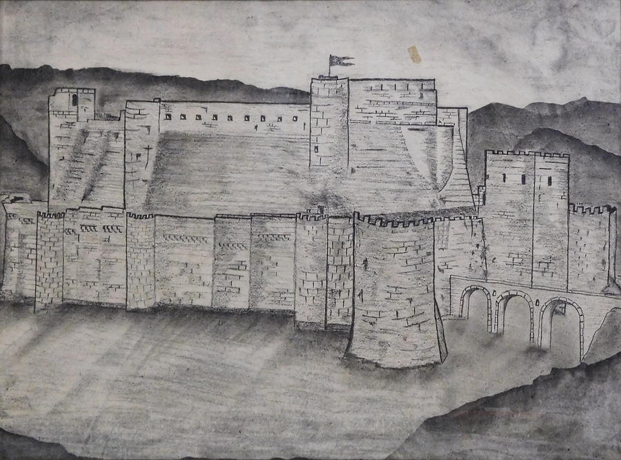 Krak des Chevaliers Drawing by Jonathan A