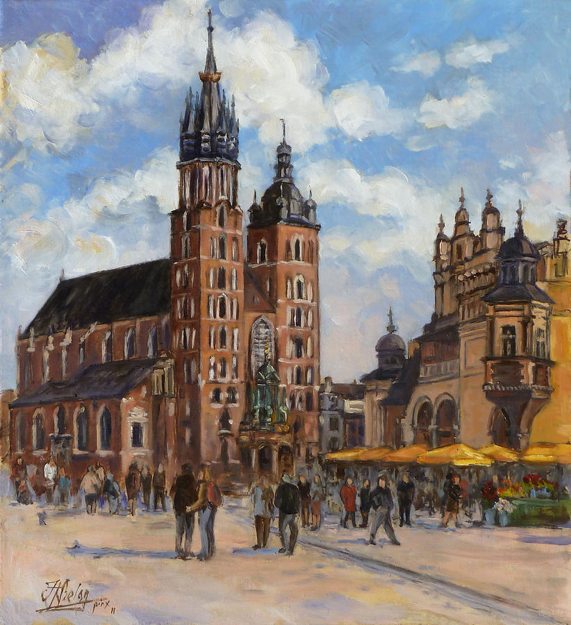 Krakow - Mariacki Church Painting by Irek Szelag