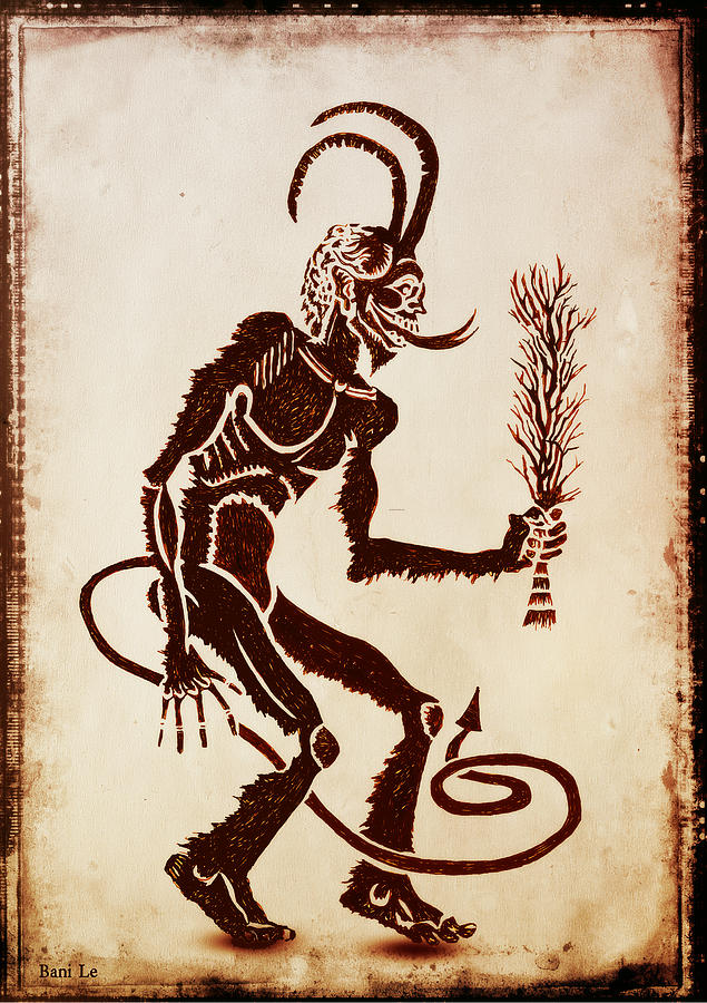 Christmas Drawing - Krampus is Coming by Little Bunny Sunshine