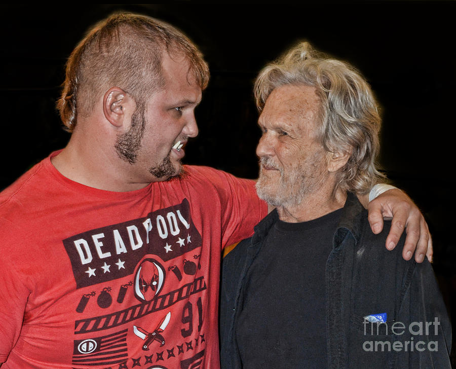 Kris Kristofferson and His Son Jody Sharing a Moment Before Jodys Fight for the World Title  Photograph by Jim Fitzpatrick