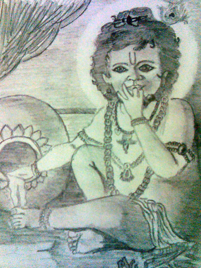 Lord Krishna Drawing by Ayushi Goyal | Saatchi Art