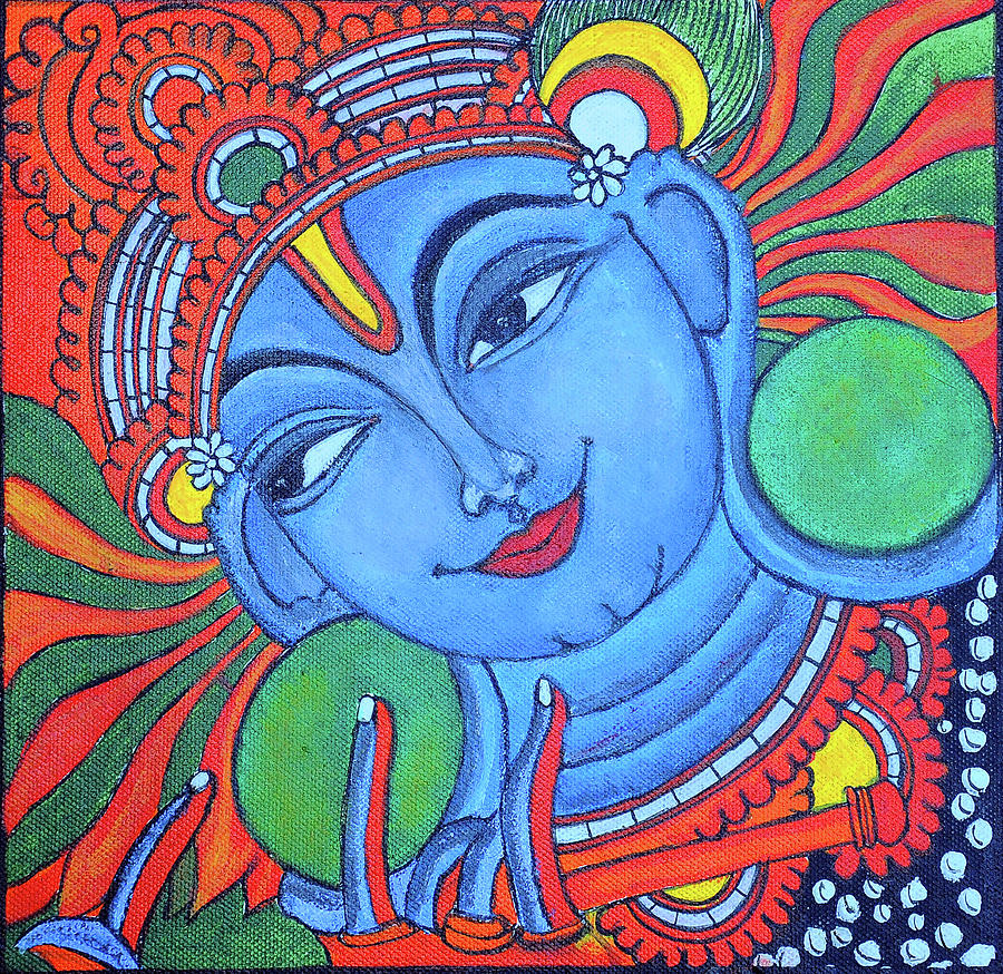 Krishna mural Painting by Aishwarya Menon - Pixels