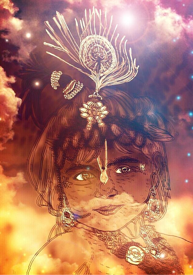 Krishna Digital Art - Krishna through star light by Michael African Visions