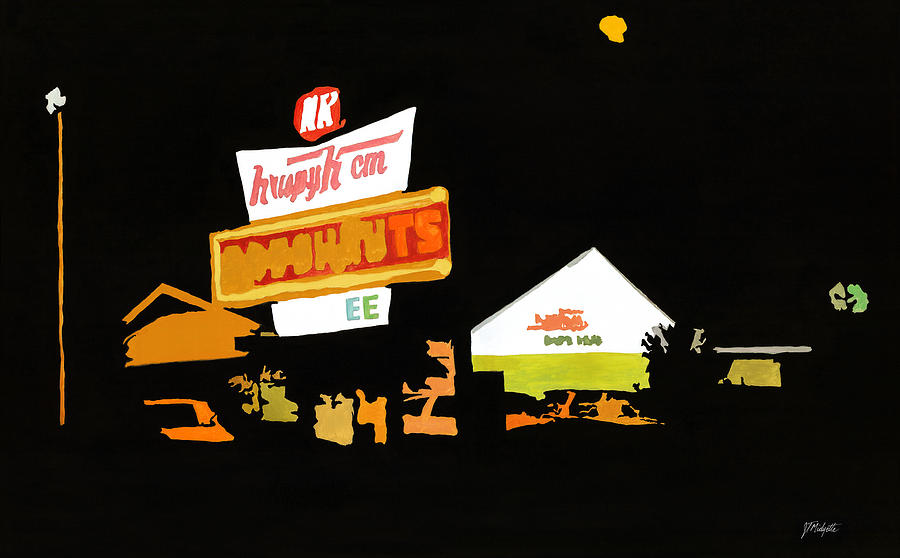 Krispy Kreme at night Painting by Tommy Midyette