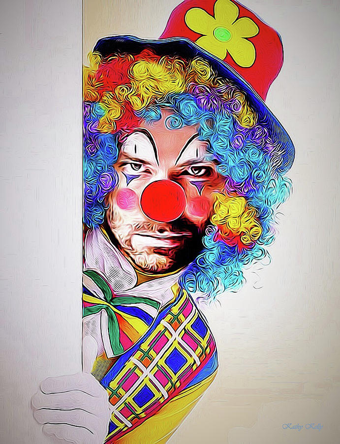 Clown Digital Art - Kristoff the Creepy Clown by Kathy Kelly
