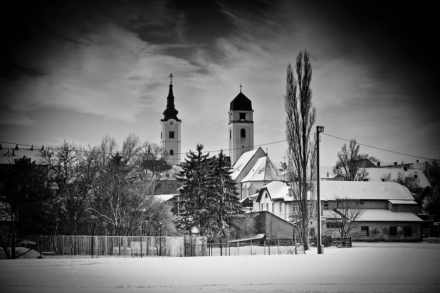 Krizevci winter black and white view Photograph by Brch Photography