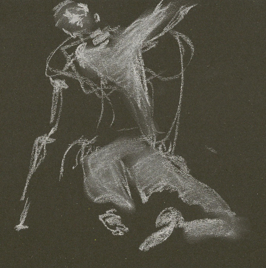 Kroki-2015-04-11-figure-drawing-white-chalk-marica-ohlsson-marica-ohlsson Drawing by Marica Ohlsson