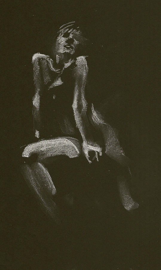 Kroki 2014 10 18_3 Figure Drawing White Chalk Drawing by Marica Ohlsson