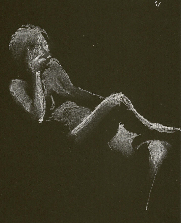 Kroki 2014 12 27_3 Figure Drawing White Chalk Drawing by Marica Ohlsson