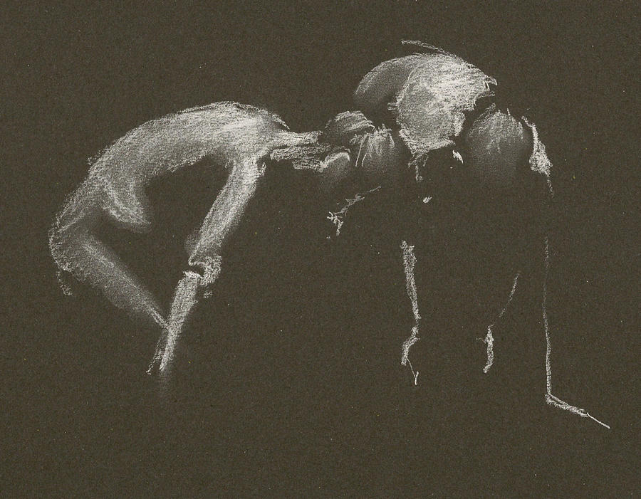 Kroki 2015 04 25 _1 Figure Drawing White Chalk Drawing by Marica Ohlsson