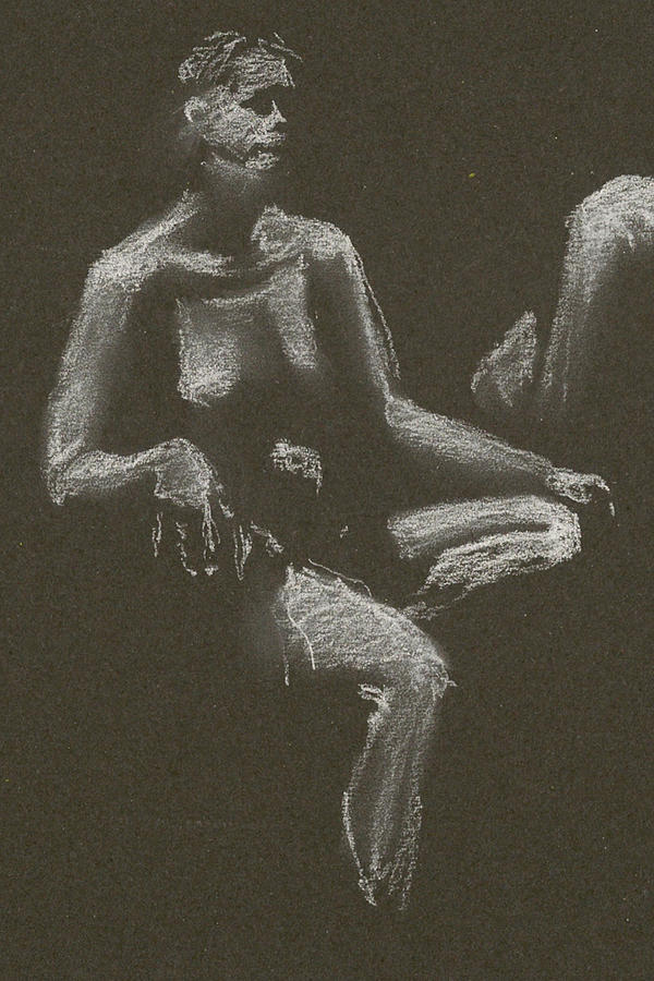 Kroki 2015 04 25 _3 Figure Drawing White Chalk Beskuren Drawing by Marica Ohlsson