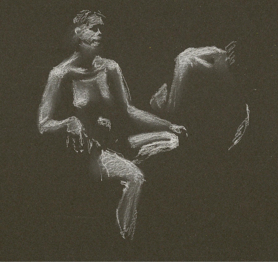Kroki 2015 04 25 _3 Figure Drawing White Chalk Drawing by Marica Ohlsson