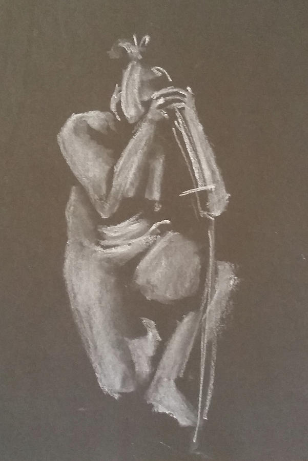 Kroki 2015 06 18_4 Figure Drawing Chinese Sword White Chalk Drawing by Marica Ohlsson
