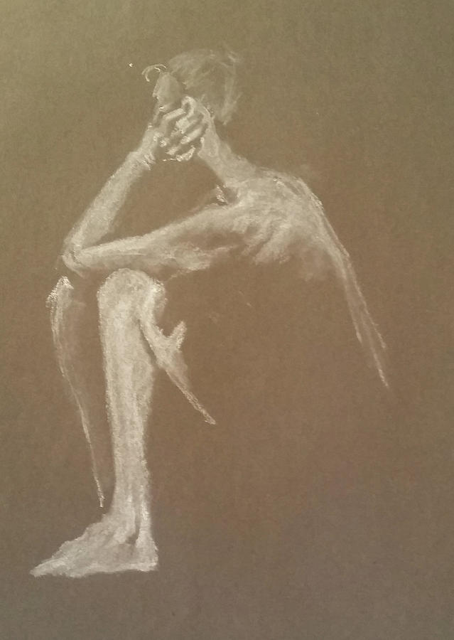 Kroki 2015 06 18_9 Figure Drawing White Chalk Drawing by Marica Ohlsson