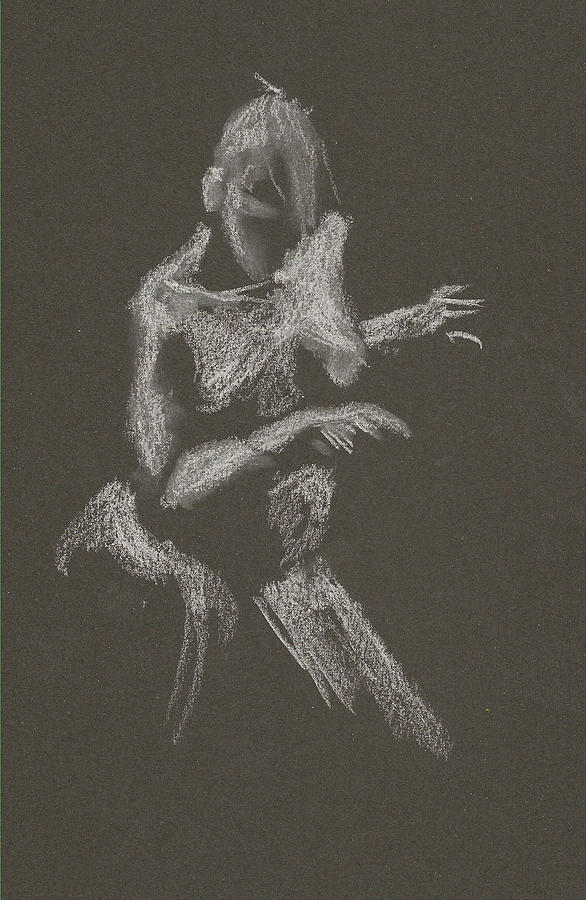 Kroki 2015 10 03_12 Figure Drawing White Chalk Drawing by Marica Ohlsson