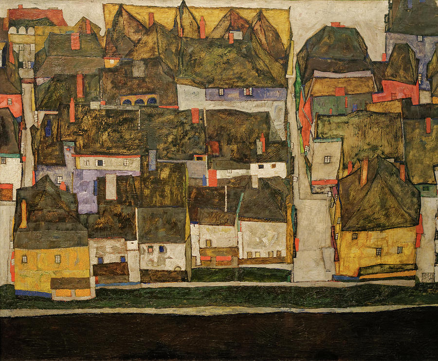 Krumau on the moldova, Small town III Painting by Egon Schiele - Fine ...