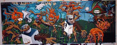 Acrylic Painting - Krustayn Versus Mecha Sasquatch by Eric Keast Acrylic Painting - Krustayn Versus Mecha Sasquatch by Eric Keast