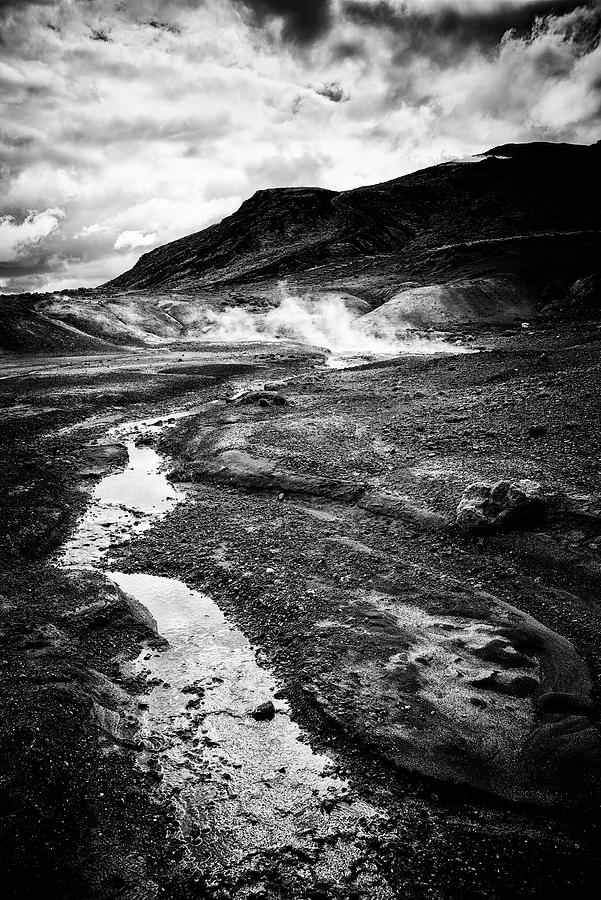 Krysuvik geothermal area Iceland black and white Photograph by Matthias Hauser