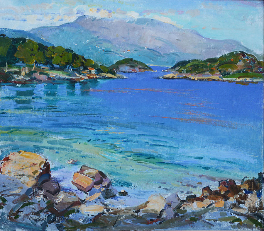 Lake Painting - Ksamilis Coast by Sadik Kasa