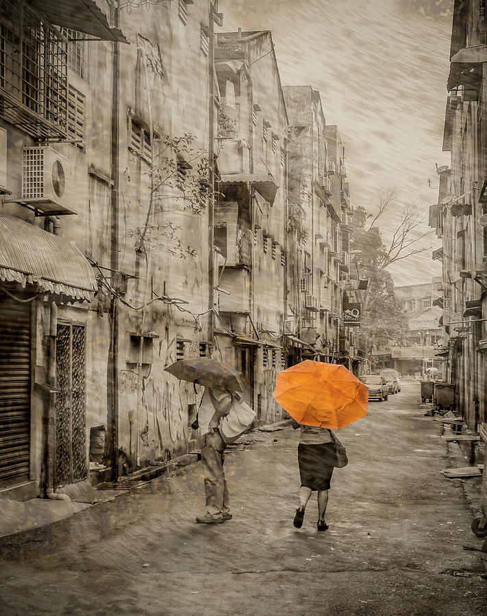 Kuala Lumpur, Malaysia - Orange Umbrella Photograph by Mark Forte