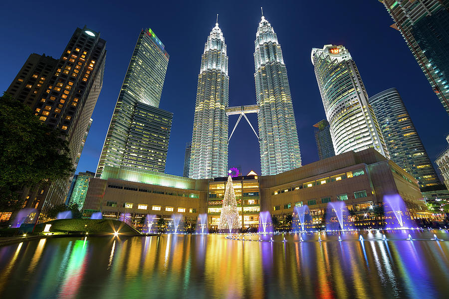 Kuala Lumpur Skyline by Symphony Lake at Night Photograph by Jit Lim ...