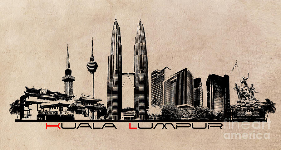 Kuala Lumpur skyline Digital Art by Justyna Jaszke JBJart