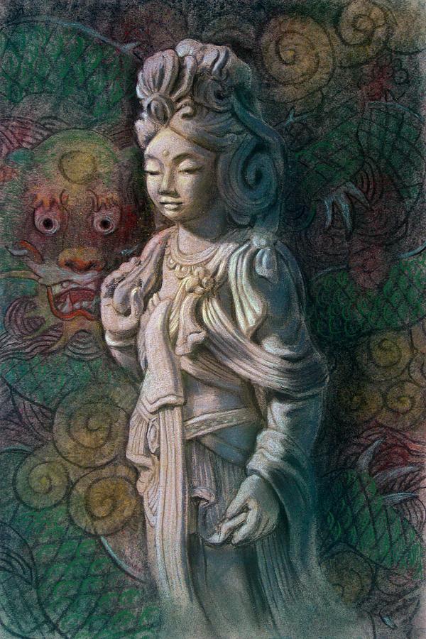 Buddha Painting - Kuan Yin Dragon by Sue Halstenberg